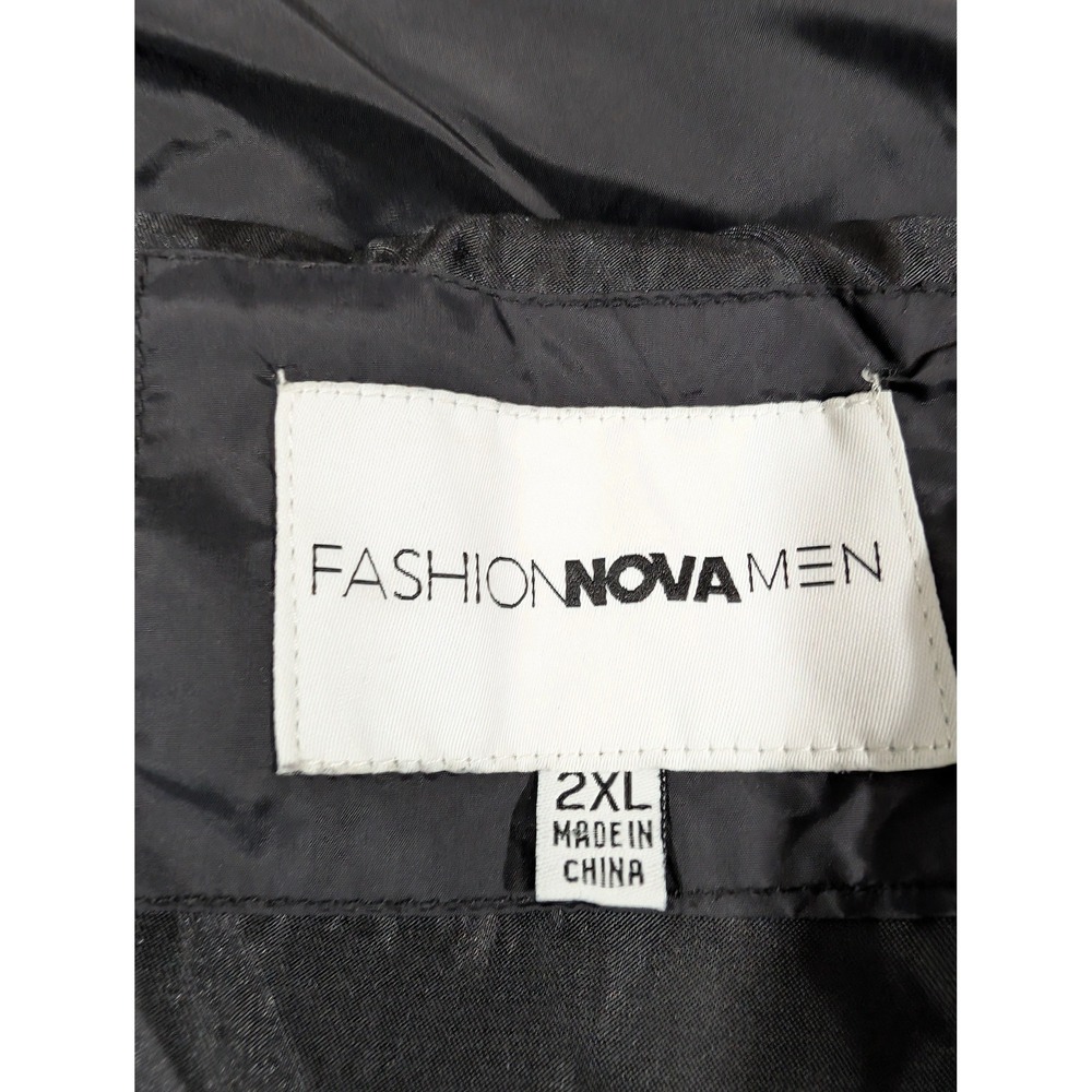 Fashion Nova Men Black Puffer Jacket 2XL Full Zip Quilted Coat OMJ20222458 - Picture 4 of 10